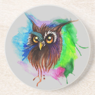 Watery Wood Owl Drink Coaster