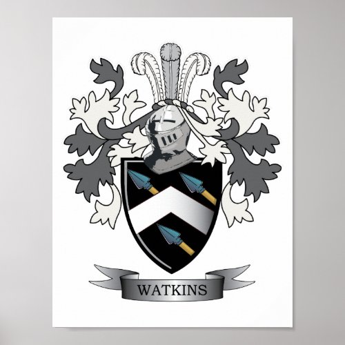 Watkins Family Crest Coat of Arms Poster