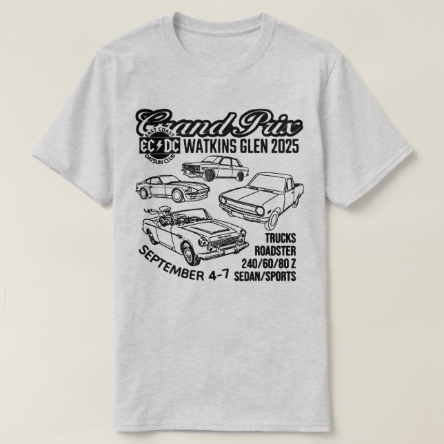 Watkins Glen Grand Prix Event Sept 4-7 T-Shirt (Design Front)