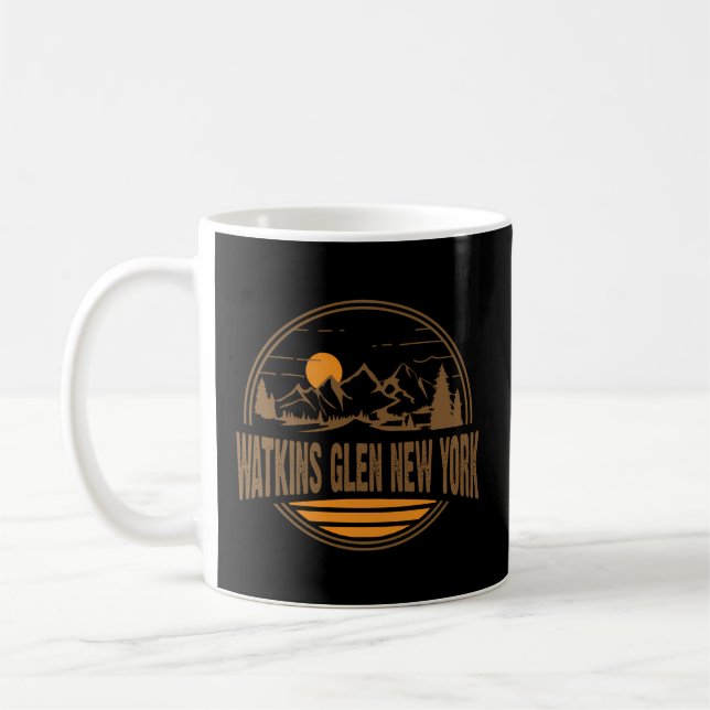 Watkins Glen New York Mountain Print Coffee Mug (Left)