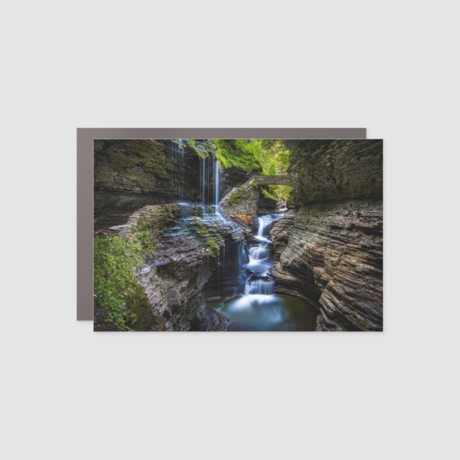 Watkins Glen Rainbow Falls & Bridge Car Magnet (Front)