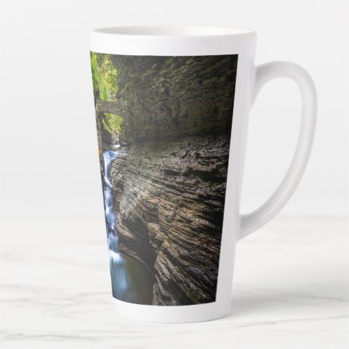 Watkins Glen Rainbow Falls  Bridge Latte Mug