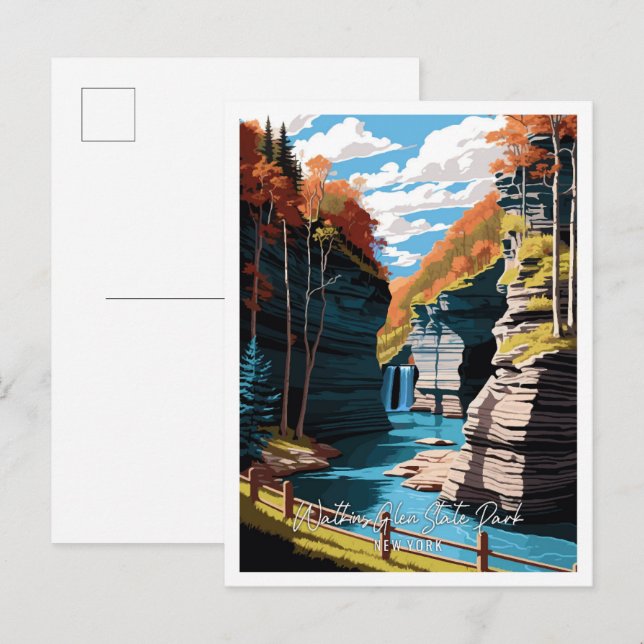 Watkins Glen State Park Art vintage travel  Postcard (Front/Back)