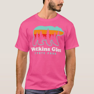 Watkins Glen State Park Hiking New York Retro Bear T-Shirt