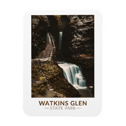 Watkins Glen State Park New York Watercolor Retro Magnet