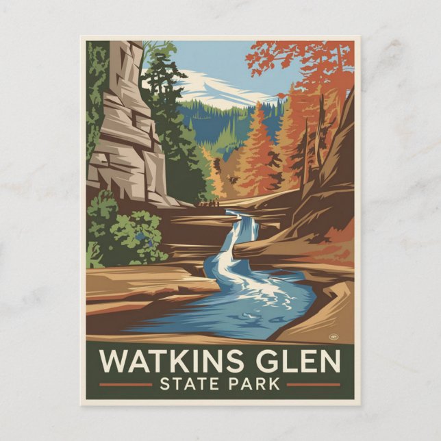 Watkins Glen State Park, Stylist Postcard (Front)