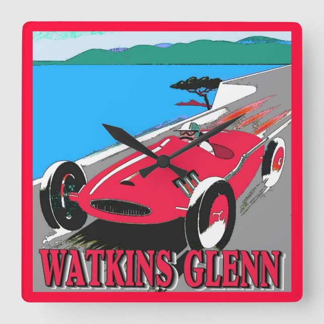 Watkins Glenn Racing Square Wall Clock (Front)