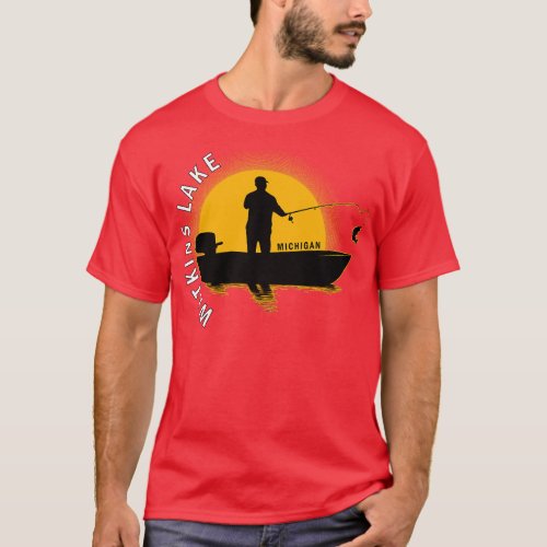 Watkins Lake Fishing Michigan Sunrise T_Shirt