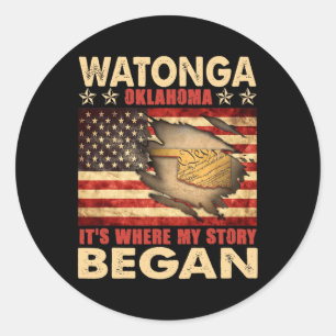 Watonga Oklahoma Usa Flag 4th Of July Classic Round Sticker
