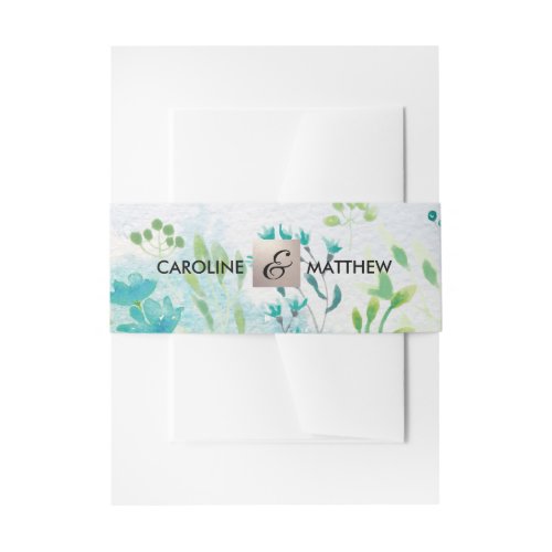 Watrecolor Spring Wildflowers Wedding Invitation Belly Band