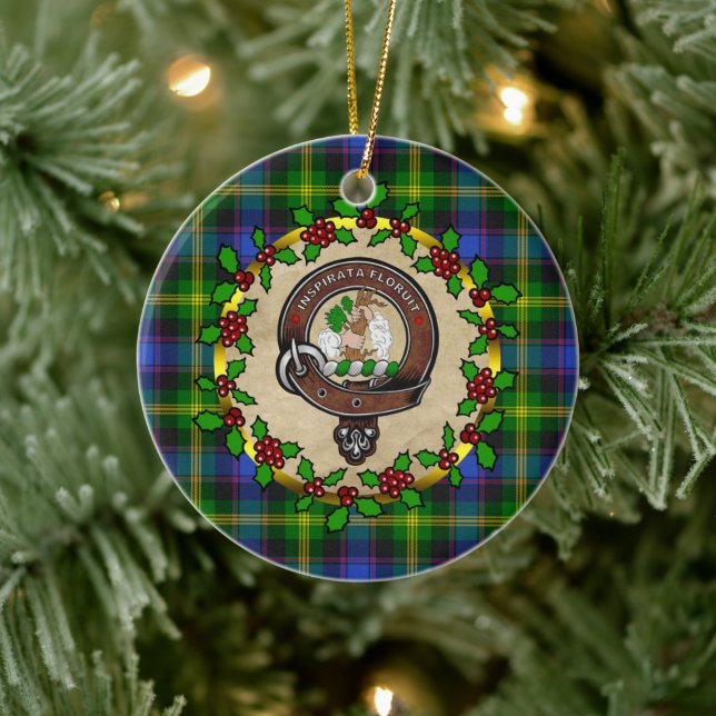 Watson Clan Badge & Tartan Personalized Xmas   Ceramic Ornament (Tree)
