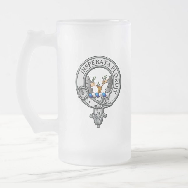 Watson Crest Badge Frosted Glass Beer Mug (Left)