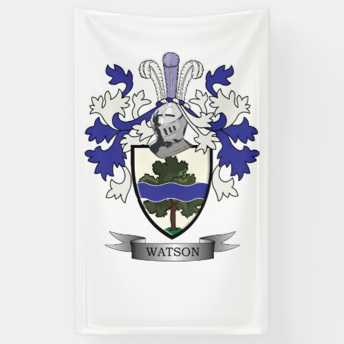 Watson Family Crest Coat of Arms Banner