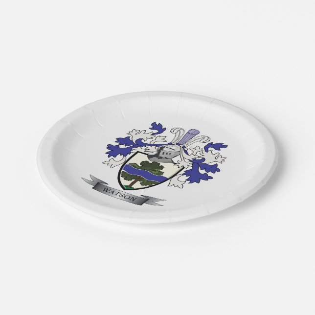 Watson Family Crest Coat of Arms Paper Plates (Angled)