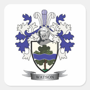 Watson Family Crest Coat of Arms Square Sticker