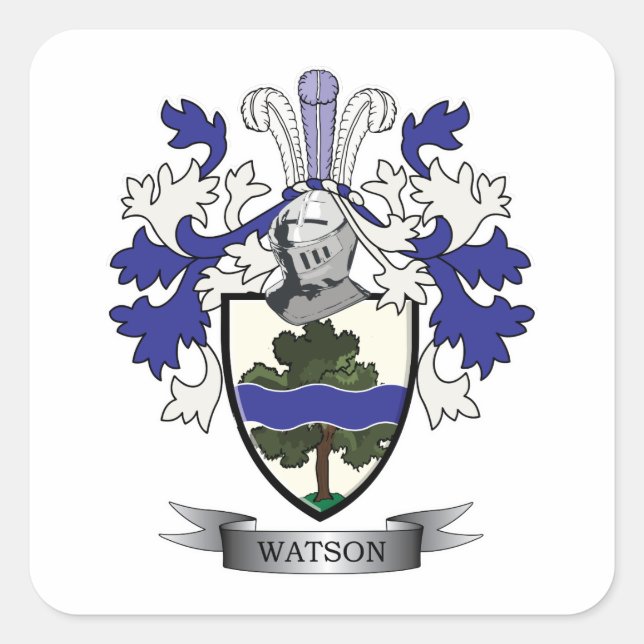 Watson Family Crest Coat of Arms Square Sticker (Front)