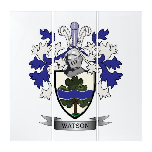Watson Family Crest Coat of Arms Triptych