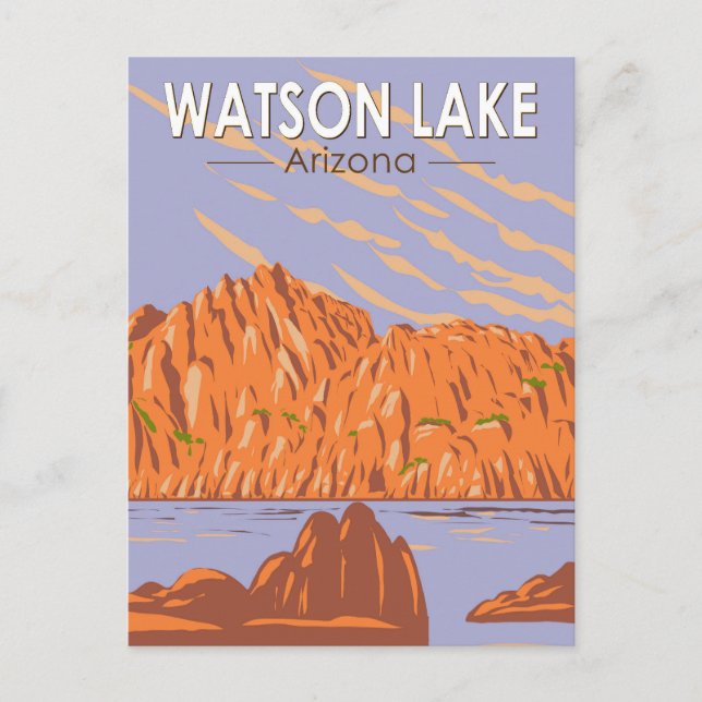 Watson Lake Arizona Travel Art Vintage Postcard (Front)