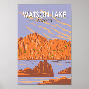 Watson Lake Arizona Travel Art Vintage Poster