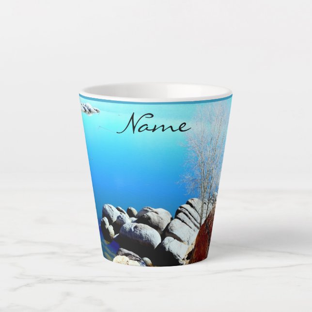Watson Lake shoreline Thunder_Cove Latte Mug (Front)