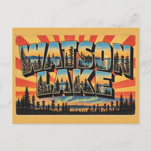 Watson Lake YT Signpost Forest Northern Lights Art Postcard