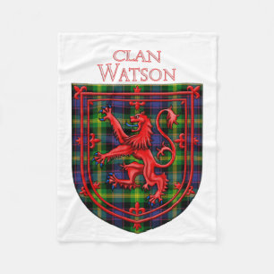 Watson Tartan Scottish Plaid Lion Rampant Fleece Blanket