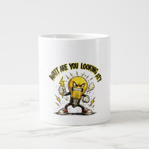 Watt Are You Looking At? Funny Angry Light Bulb Giant Coffee Mug