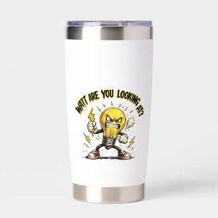 Watt Are You Looking At? Funny Angry Light Bulb Insulated Tumbler