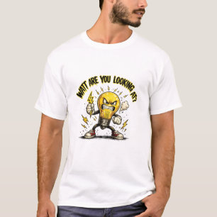 Watt Are You Looking At? Funny Angry Light Bulb T-Shirt
