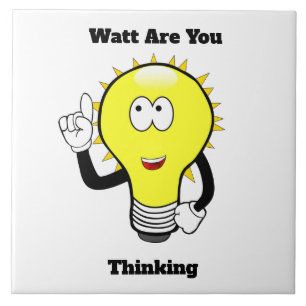 Watt Are You Thinking Light Bulb Ceramic Tile