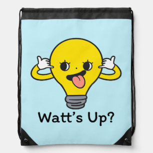 Watt’s Up? Funny Light Bulb Drawstring Backpack