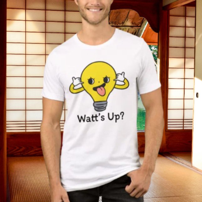Watt’s Up? Funny Light Bulb Pun Shirt (Creator Uploaded)