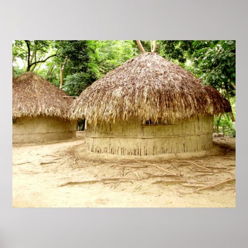 Wattle and Daub huts Poster