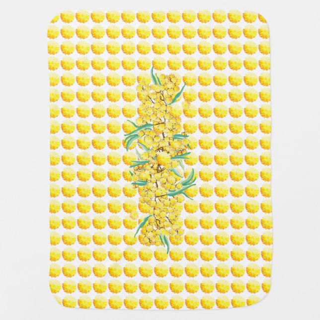 Wattle blossom Aussie baby Stroller Blanket (Front)
