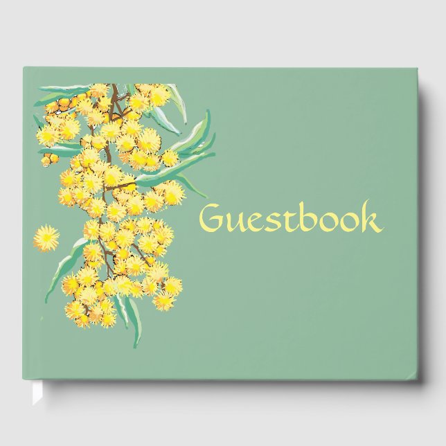 Wattle blossoms Australian Guestbook (Front)