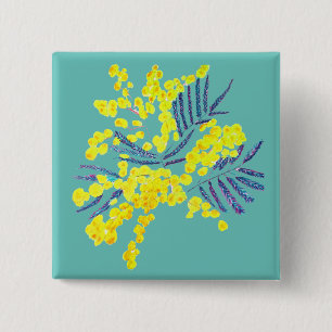 Wattle Mimosa yellow flower art Australia Button