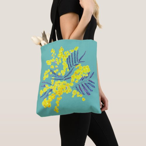 Wattle Mimosa yellow flower art Australia Tote Bag