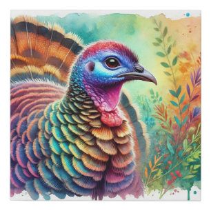 Wattled Brushturkey 190624AREF118 - Watercolor Faux Canvas Print