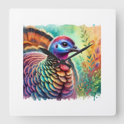 Wattled Brushturkey 190624AREF118 _ Watercolor Square Wall Clock