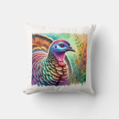 Wattled Brushturkey 190624AREF118 _ Watercolor Throw Pillow