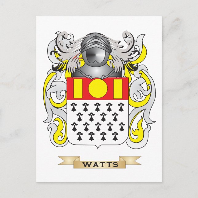 Watts Family Crest (Coat of Arms) Postcard (Front)