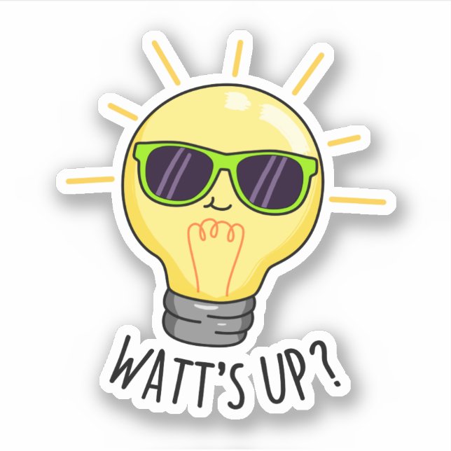Watts Up Funny Light Bulb Pun  Sticker (Front)