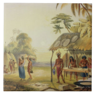 Watu Ticaba, a Wapisiana Village, from 'Views in t Ceramic Tile