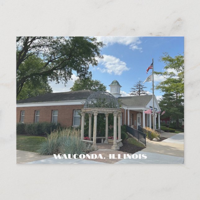 Wauconda Illinois downtown post office corner Postcard (Front)