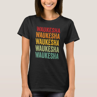 Waukesha County Wisconsin Rainbow Text T-Shirt