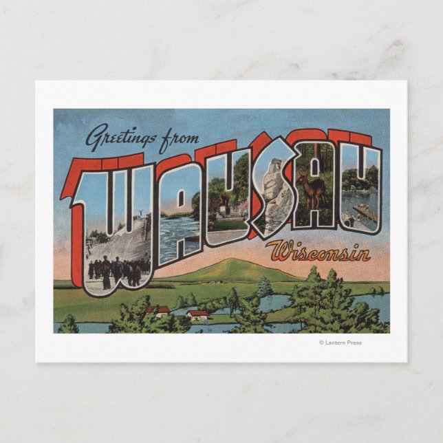 Wausau, Wisconsin - Large Letter Scenes Postcard (Front)