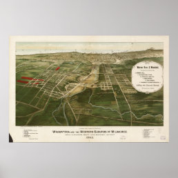 Wauwatosa - Milwaukee WI 1892 Panoramic Map Poster