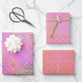 Wave 4 Hot Pink Mixed Media Set of Wrapping Paper