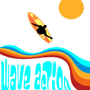 Wave Action Surfer on a Colorful Waves Throw Pillow