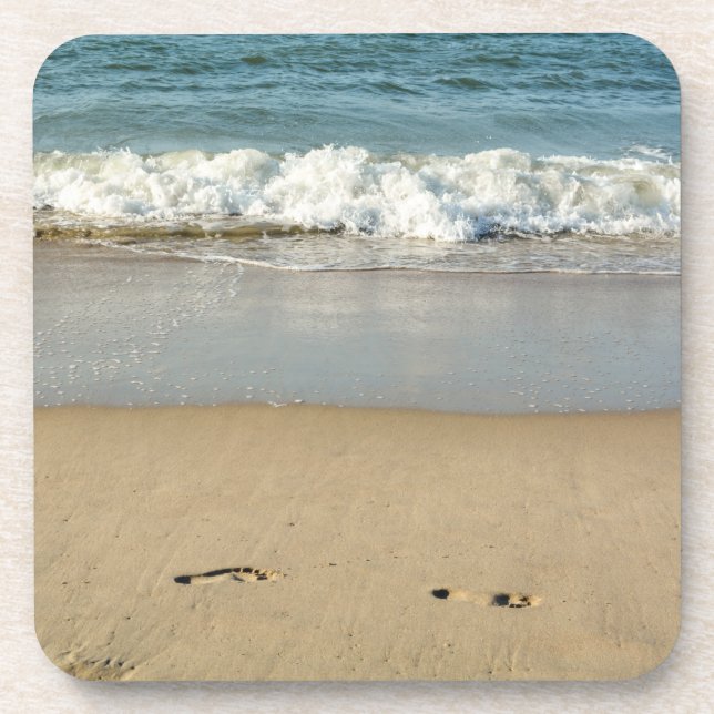 Wave and Footprints  - Beverage Coaster (Front)